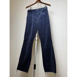 Mother Denim The Hustler Ankle Fray Corduroy Jeans Navy Blue Sz 28
